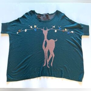 Michael Simon Large Sweater Reindeer Beaded